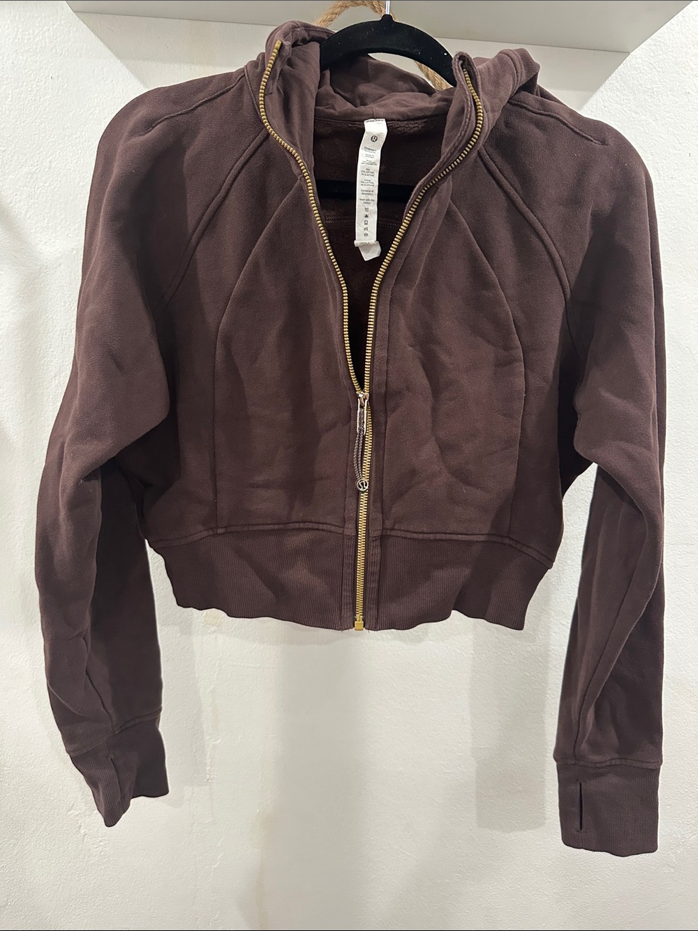 Lululemon Brown Cropped Scuba Zip Hoodie Jacket